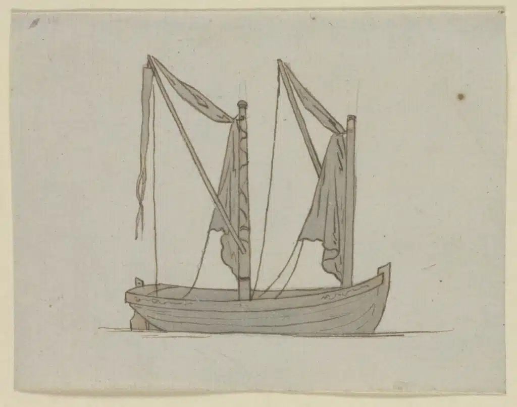 Zeichnung von Caspar David Friedrich mit dem Titel: »Segelboot von der Seite«